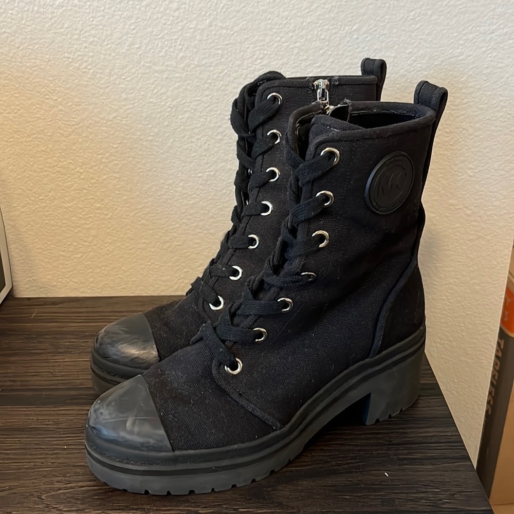 Michael Kors Corey Canvas Combat Boot - Size 8M - Black